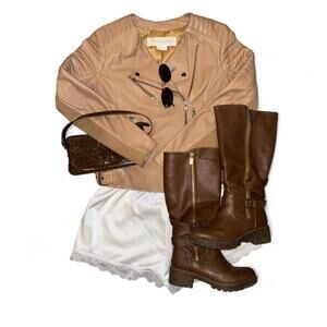 Y2K Biker Vtg 90s boho western cowgirl genuine leather moto jacket